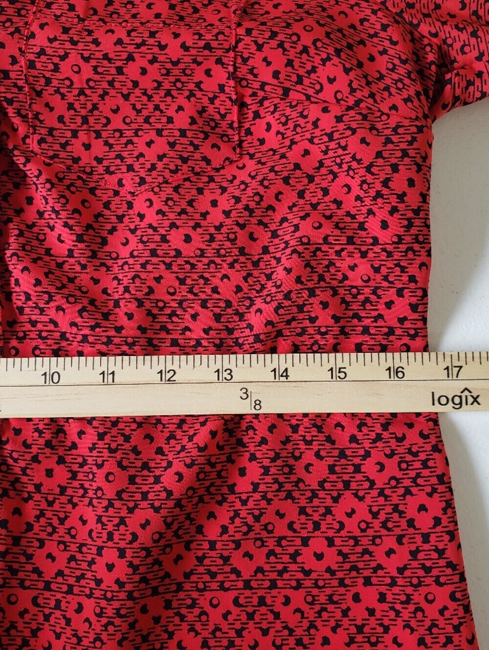 The Limited Ashton Shirtdress Small Red Black Geometric Print Roll Tab Sleeves - Picture 12 of 16